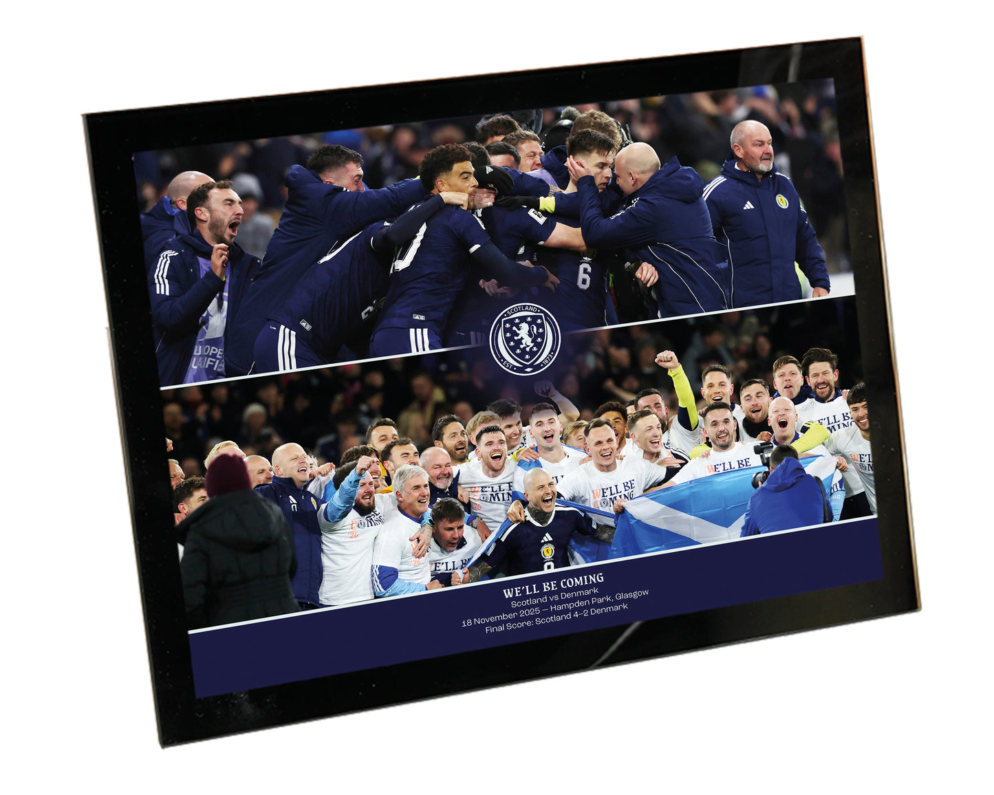 WE'LL BE COMING Scotland v Denmark WCQ 2025 Squad Celebration Montage Framed Print 8x6