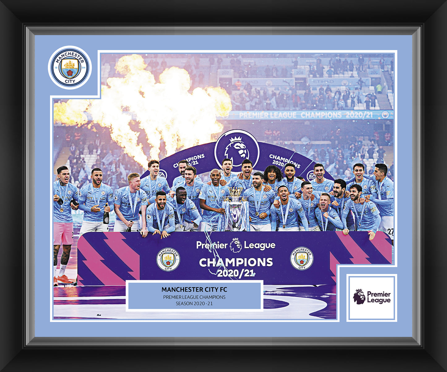 Manchester City Premier League Winners 2020/21 Framed Print - 20 x 16