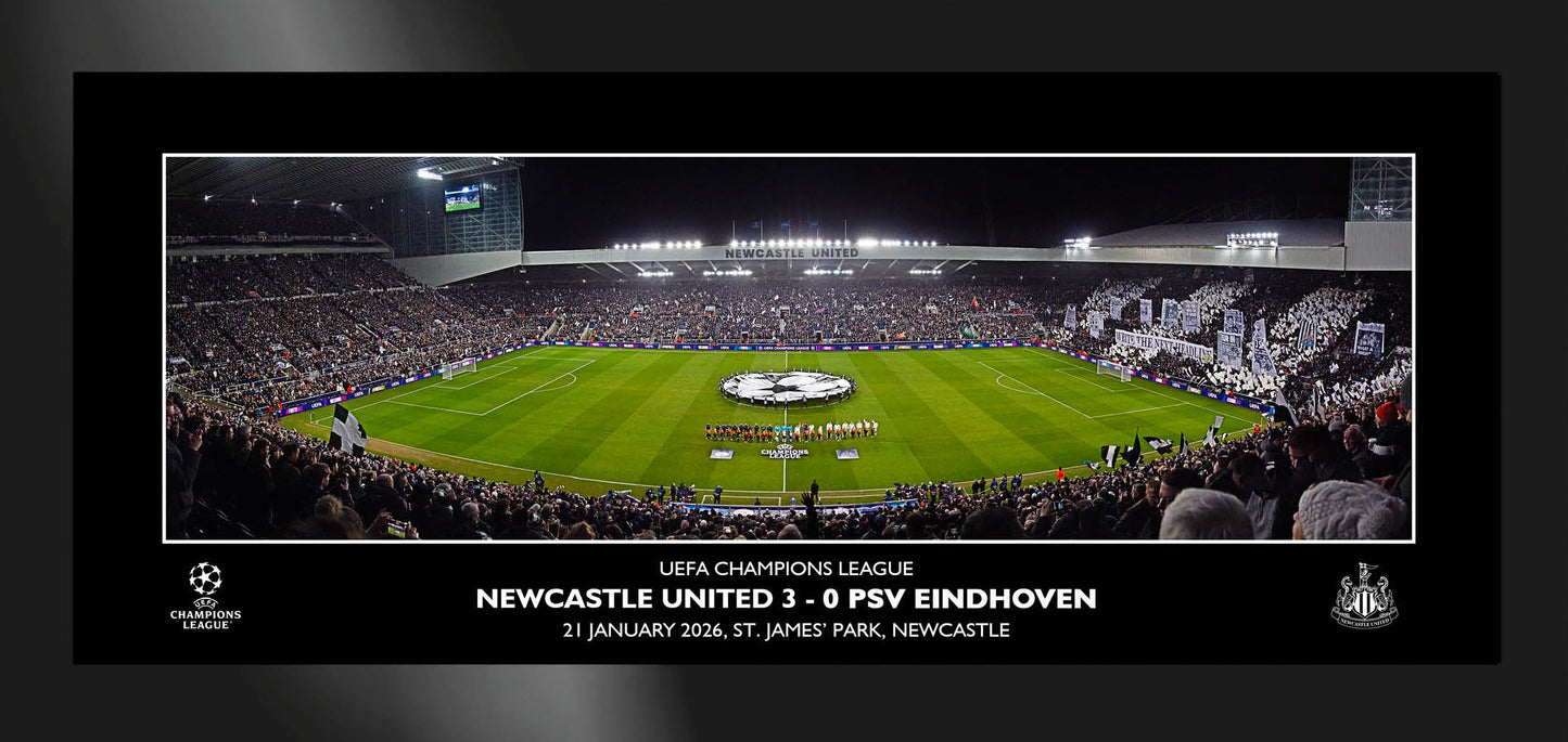 Newcastle United v PSV Eindhoven Tempered Glass Desktop Panoramic - 12 x 5