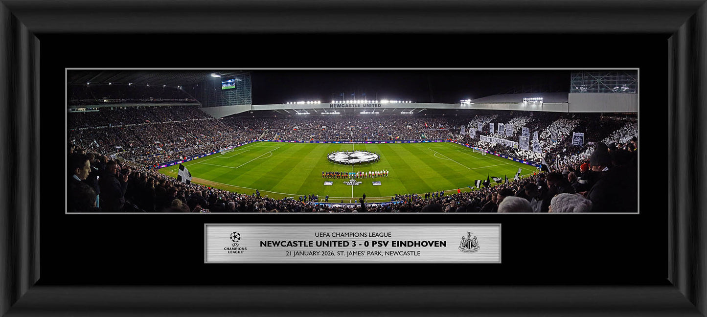 Newcastle United v PSV Eindhoven Panoramic Framed Print - 20