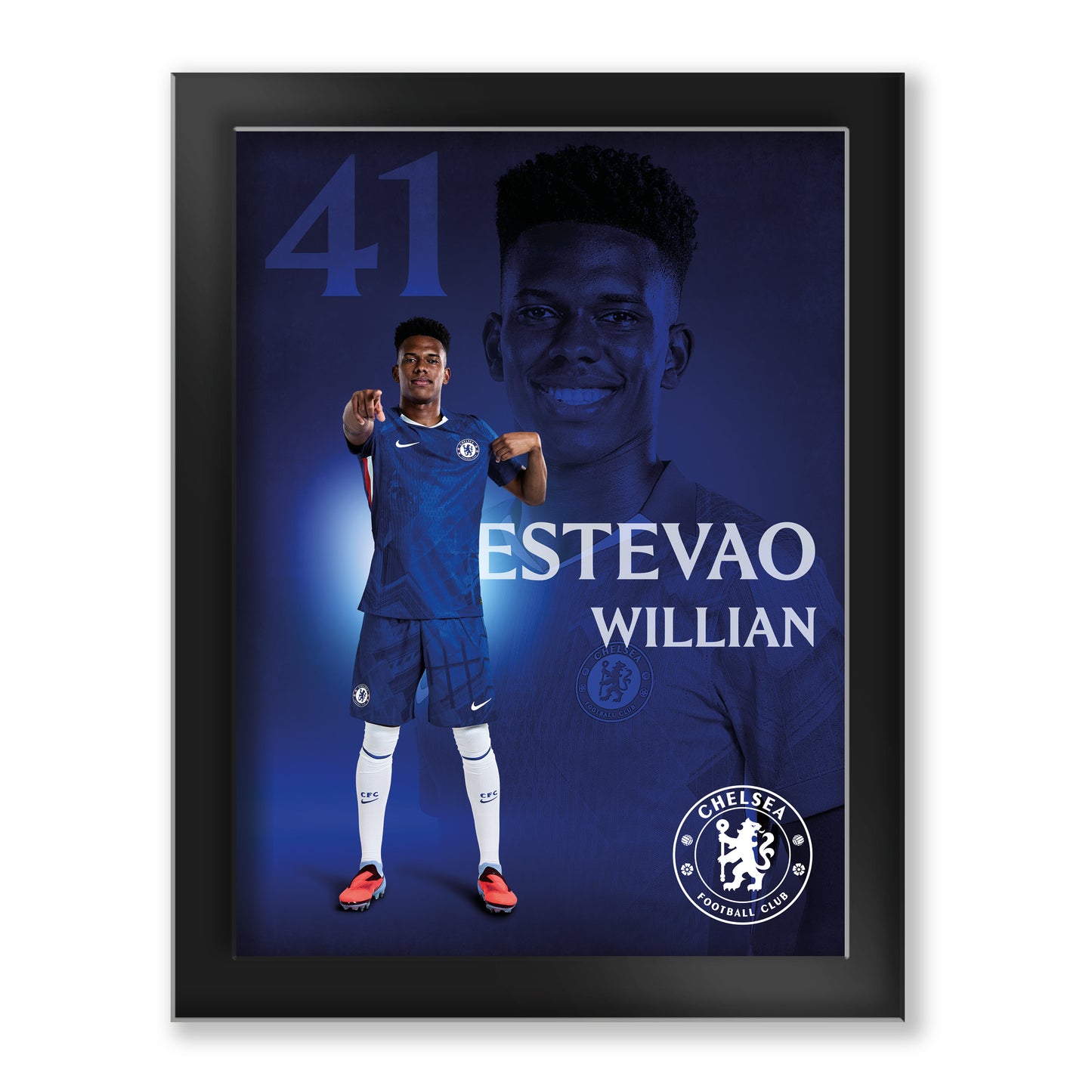 Chelsea Estevao Willian 2025-26 Tempered Glass Framed Print - 6 x 8