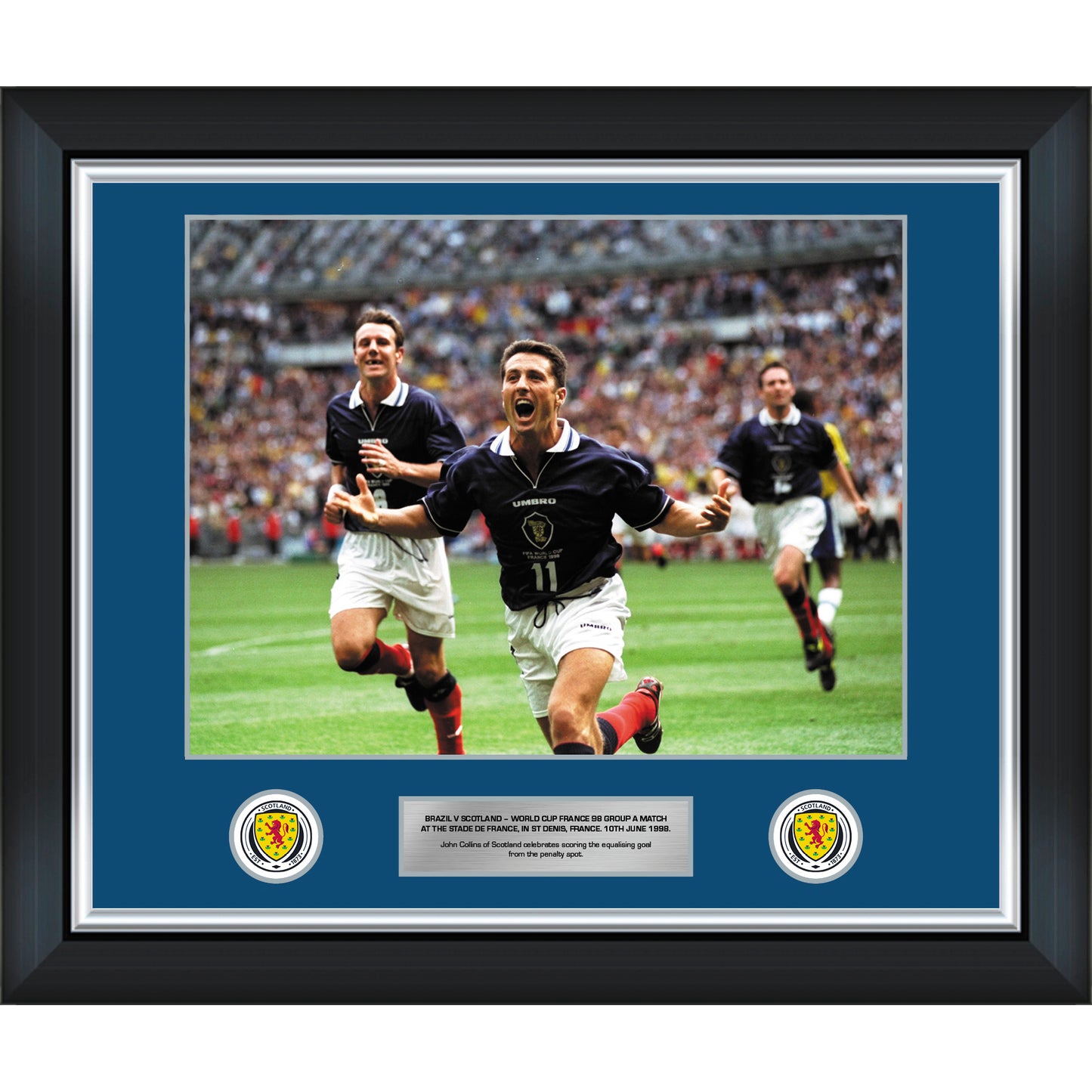 John Collins 1998 Running Celebration v Brazil 20x16 Framed Print