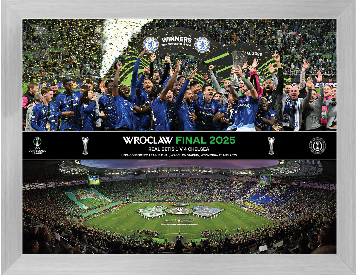 UEFA Europa Conference League 2025 Final Celebration Montage Framed Print - 16 x 12