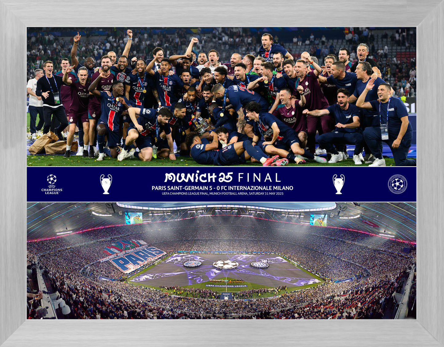 UEFA Champions League 2025 Final Celebration Montage Framed Print - 16 x 12