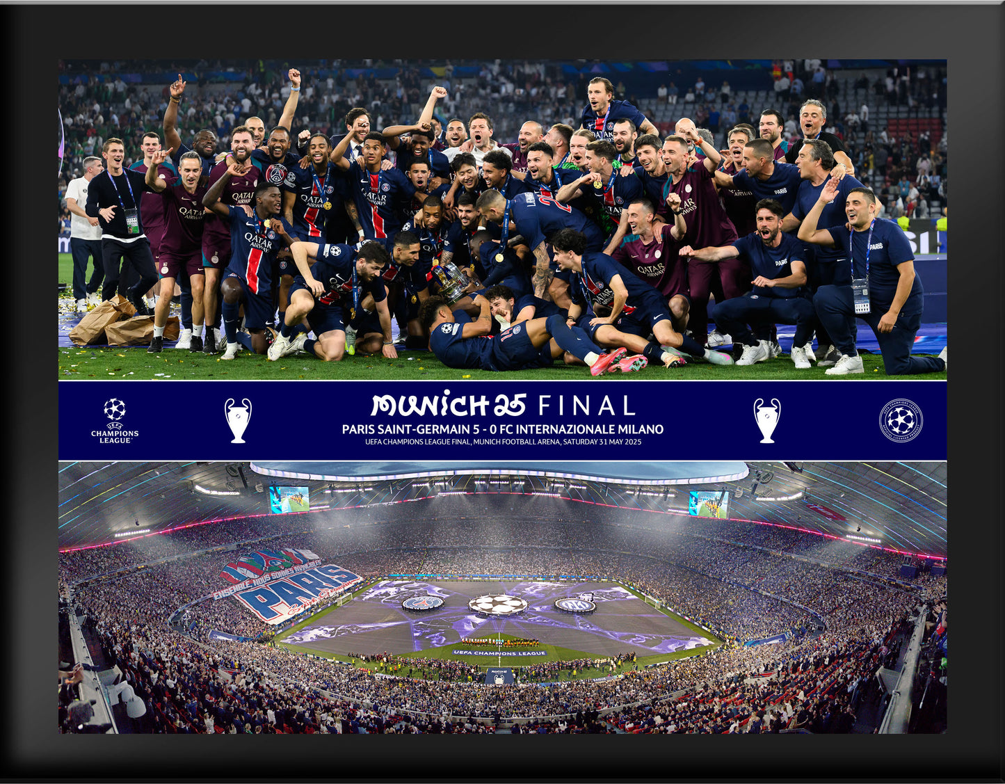 UEFA Champions League 2025 Final Montage Print - Tempered Glass Frame - 8 x 6