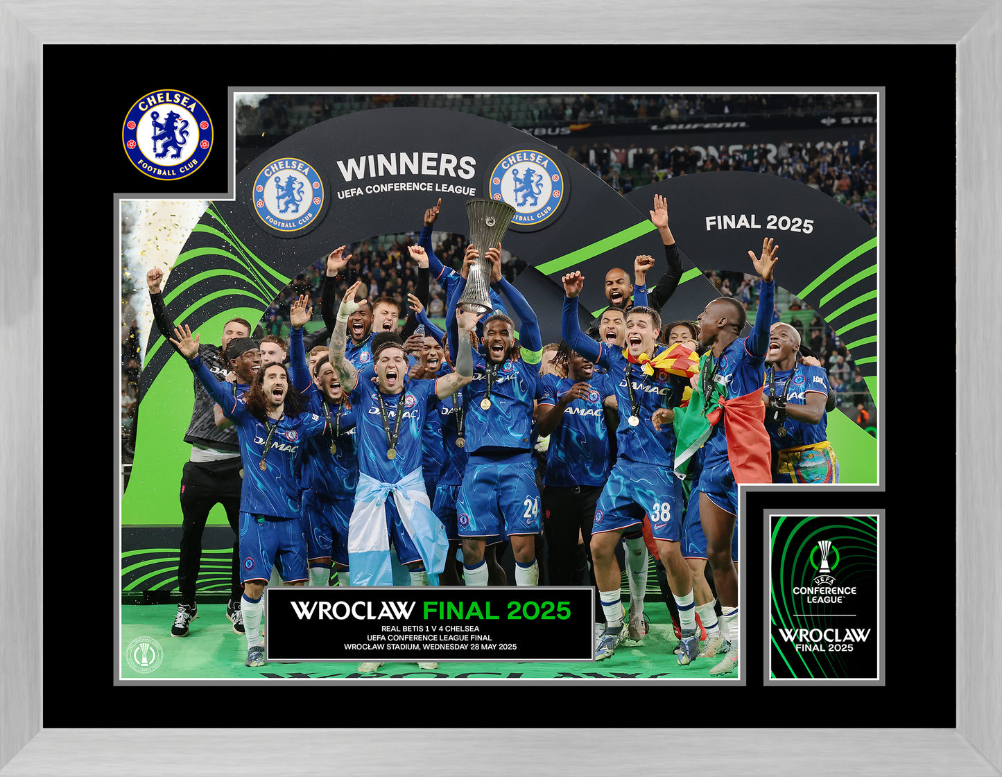 Chelsea UEFA Conference Winners - Trophy Lift Framed Print - 16 x 12
