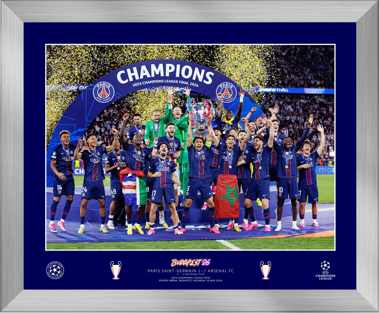 UEFA 2026 Champions League Final - Budapest, Hungary - 20x16 Winners Framed Cup Lift