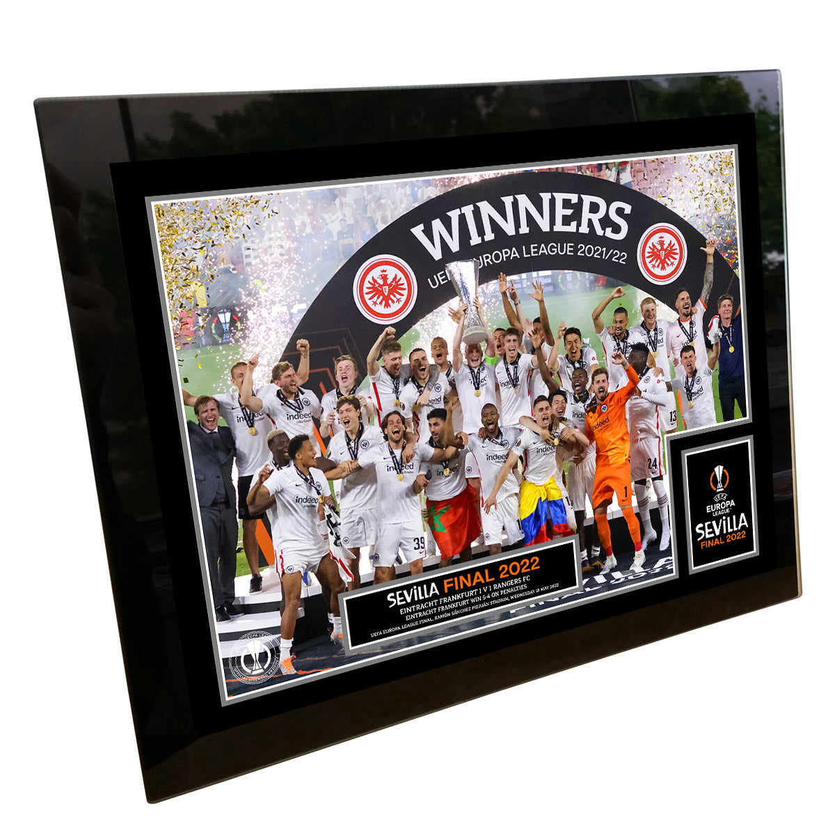 UEFA Europa League 2022 Final Winners Cup Lift Print - Tempered Framed Glass - 8 x 6