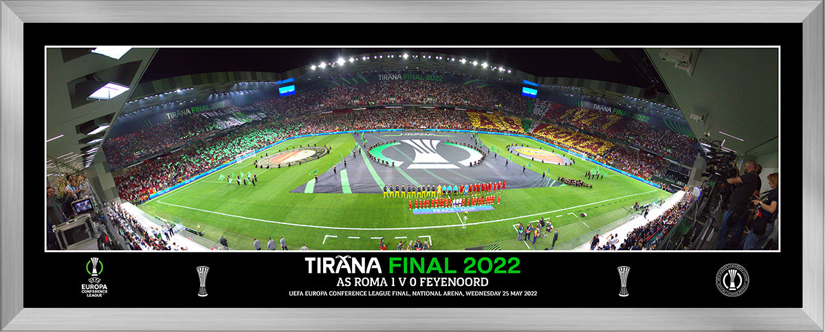 UEFA Europe Conference League 2022 Panoramic Final Line Up Framed Print - 30"