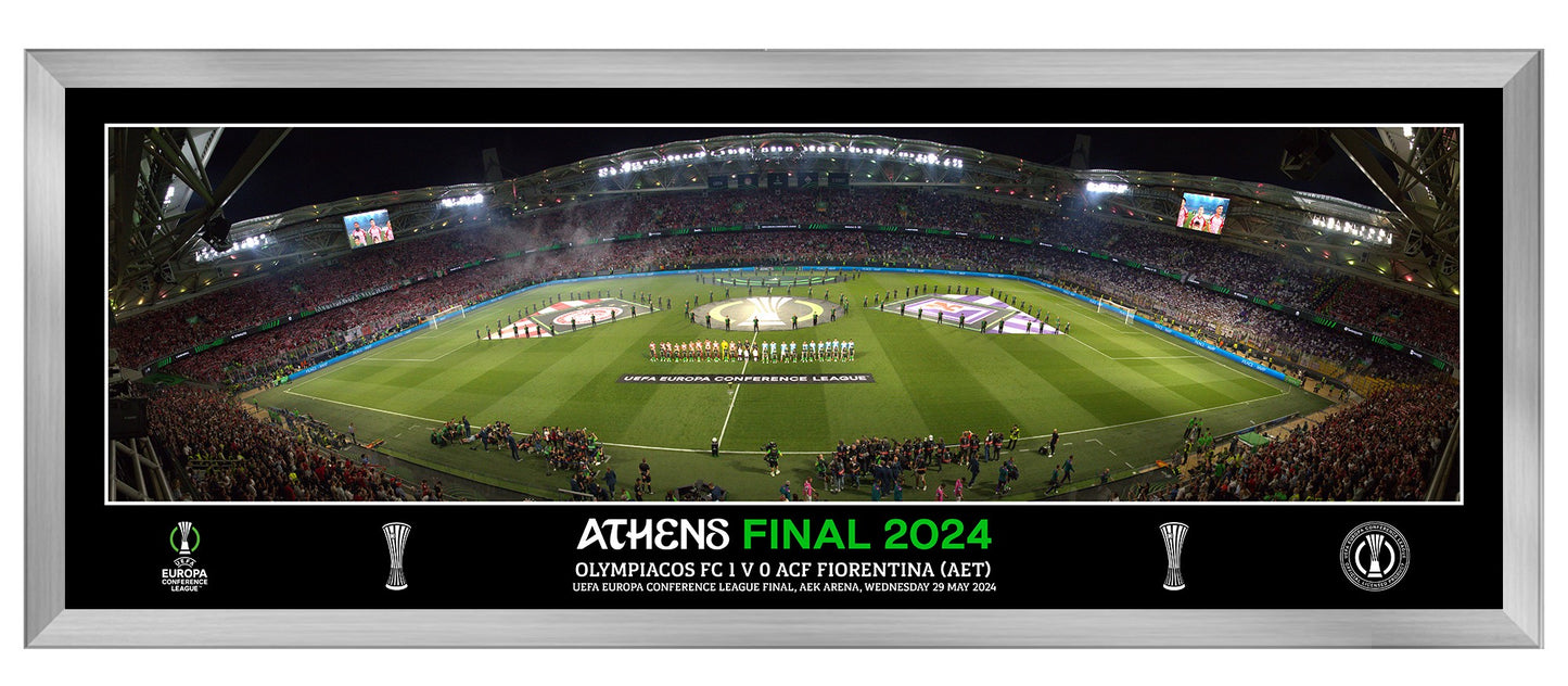 UEFA Europe Conference League 2024 Panoramic Final Line Up Framed Print - 30"