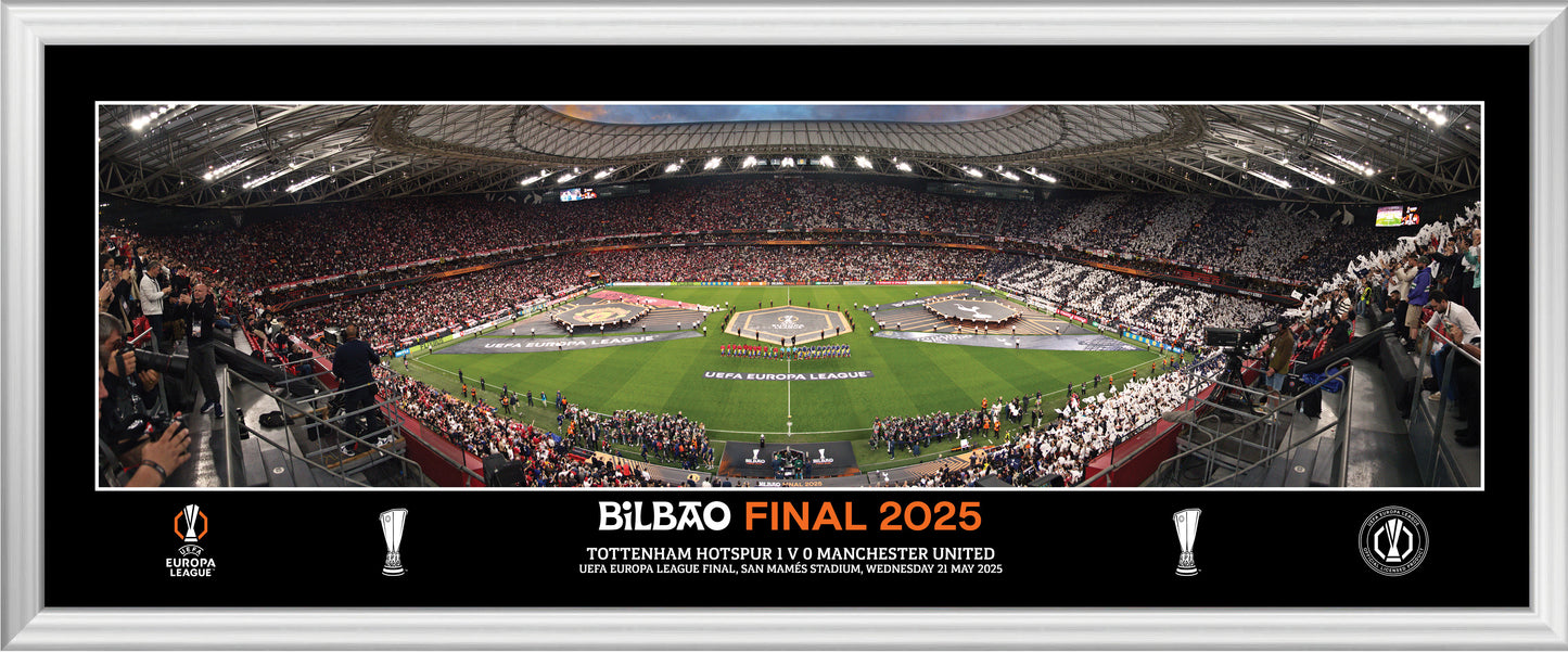 UEFA Europe League 2025 Panoramic Final Line Up Framed Print - 30"