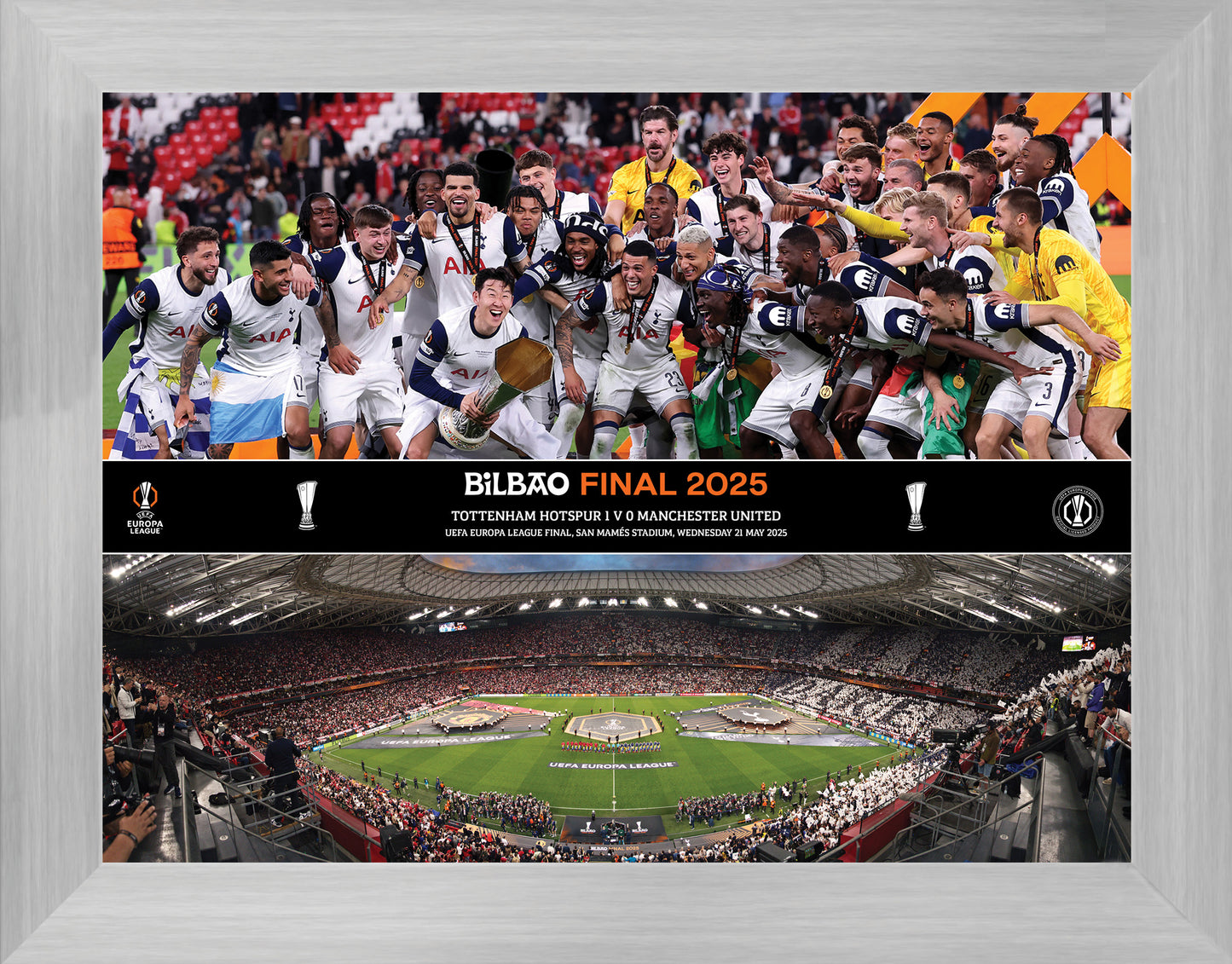 UEFA Europa League 2025 Final Celebration Montage Framed Print - 16 x 12