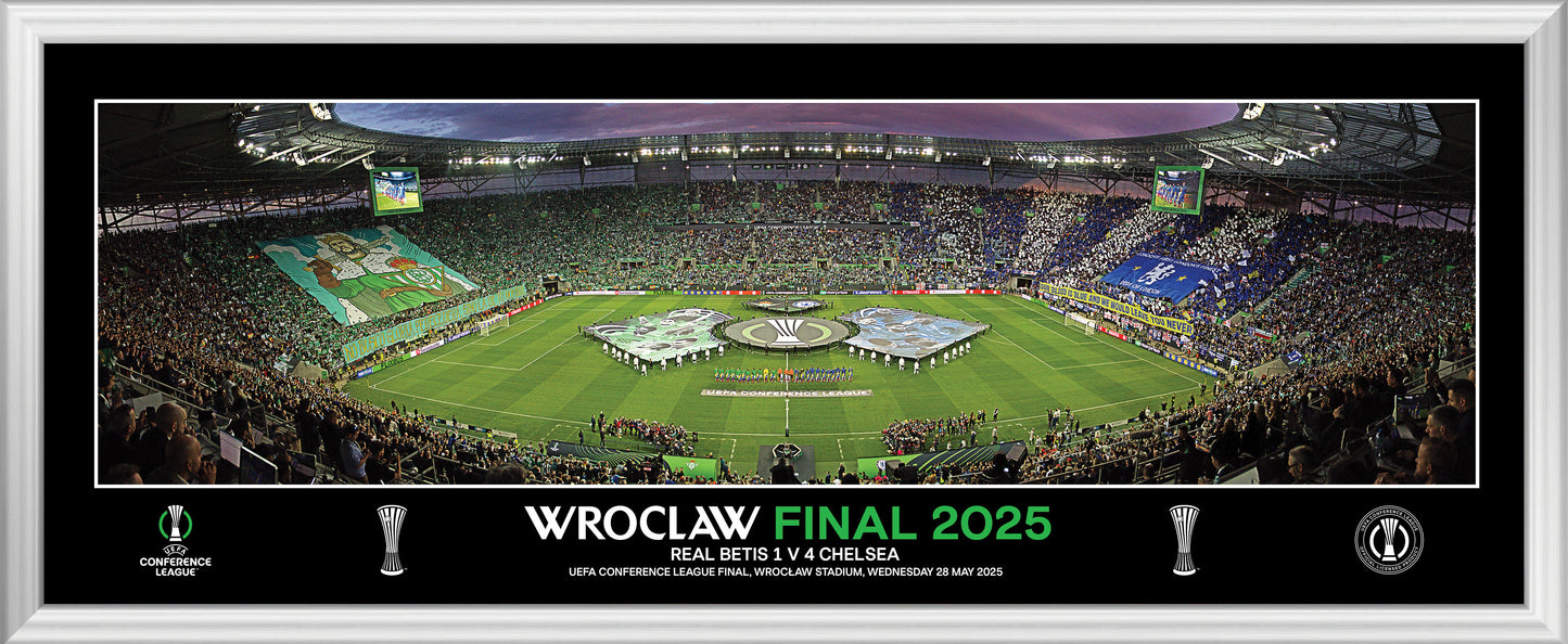 UEFA Europe Conference League 2025 Panoramic Final Line Up Framed Print - 30"