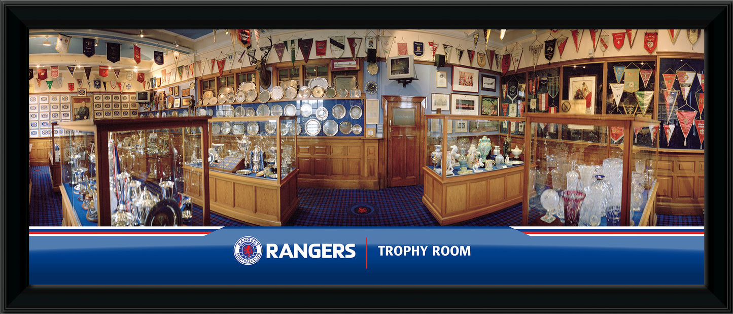 30x11" Ibrox Trophy Room Panoramic Framed Print