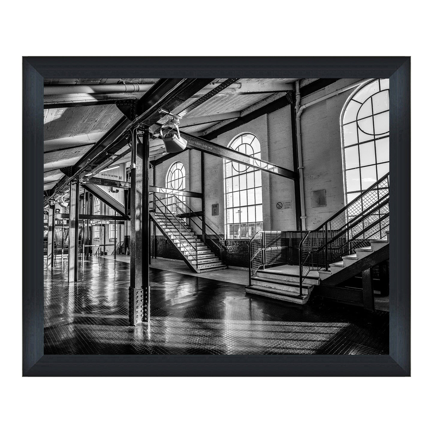 Ibrox "Concourse" 20x16 Black and White Framed Print