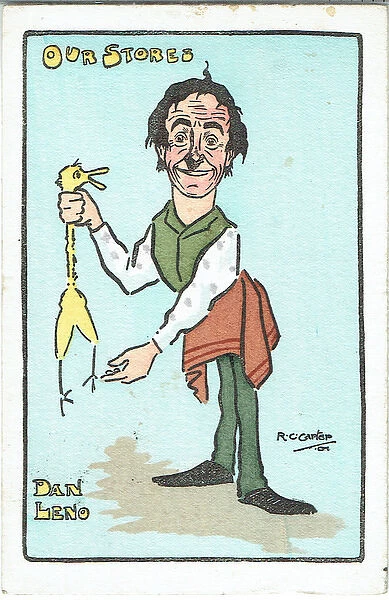 Dan Leno. Promotional postcard for Leno Dan (1860-1904)