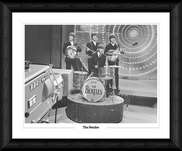 Beatles on Top of the Pops Framed Black & White Print