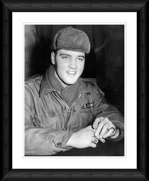 Elvis Presley in Military Uniform Framed Print