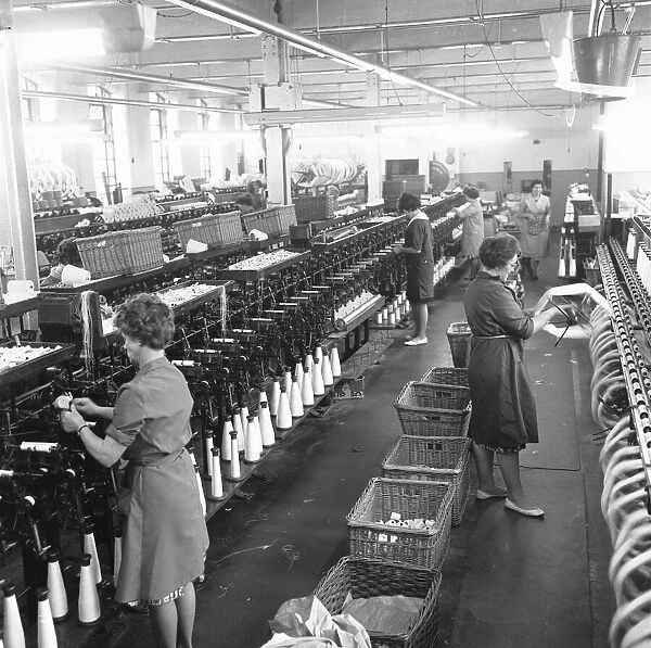 Sewing thread being manufactured at the Nottingham factory of Ws Godber