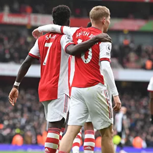Arsenal's Saka and Smith Rowe Celebrate Goals Against Newcastle United (2021-22)