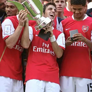 Cesc Fabregas (Arsenal) with the Emirates trophy