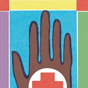 Hand with first aid symbol