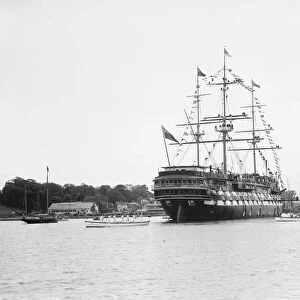A decorated HMS Worcester, the training ship which is part of the Thames Nautical