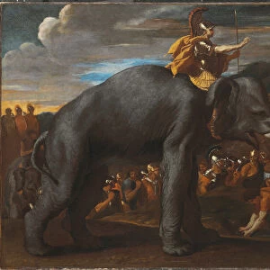 Hannibal Crossing the Alps on an Elephant (oil on canvas)