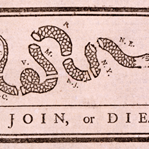Join, or Die, pub. 1754 (woodcut)