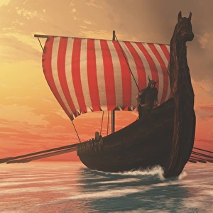 A Viking longboat sails to new shores