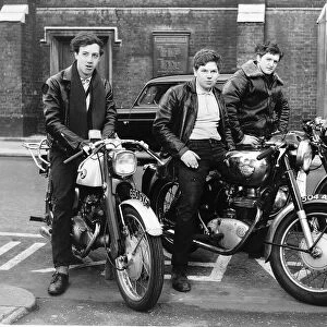 Teenagers Mods on motor bikes. Circa 1964