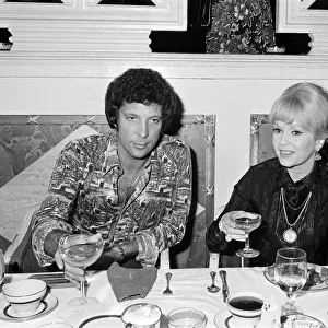 Tom Jones birthday party in Las Vegas with guest Debbie Reynolds. June 1974