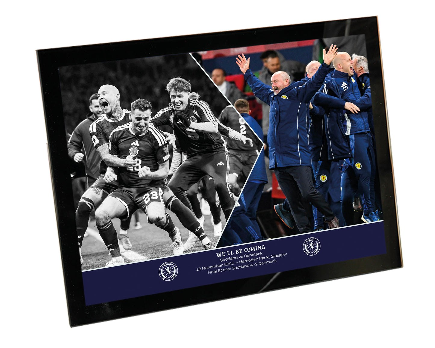 WE'LL BE COMING Scotland v Denmark WCQ 2025 Celebration Montage Framed Print 8x6