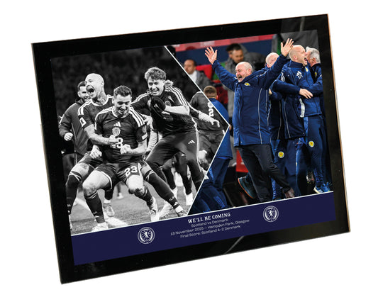 WE'LL BE COMING Scotland v Denmark WCQ 2025 Celebration Montage Framed Print 8x6