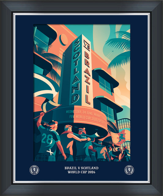 Scotland World Cup Squad Vs BRAZIL Poster Mounted Print - 20 x 16