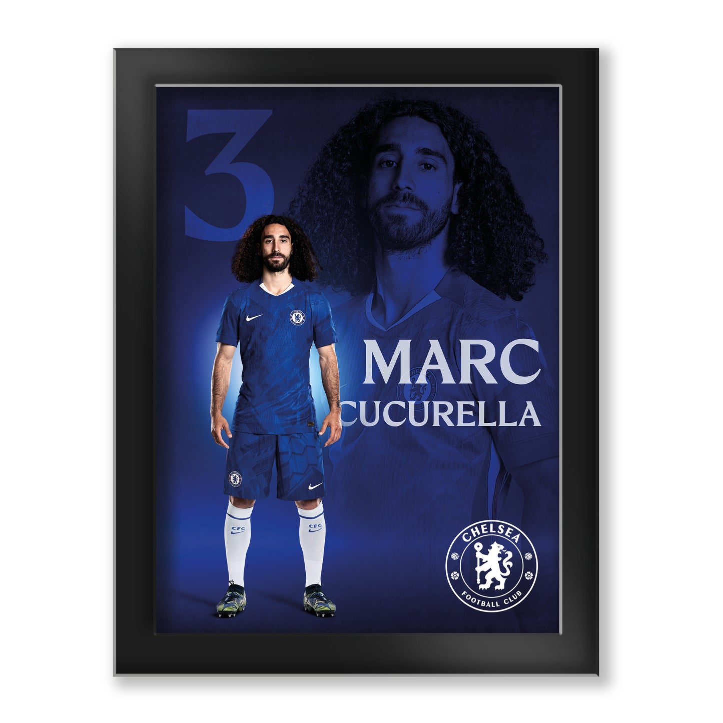 Chelsea Marc Cucurella 2025-26 Tempered Glass Framed Print - 6 x 8