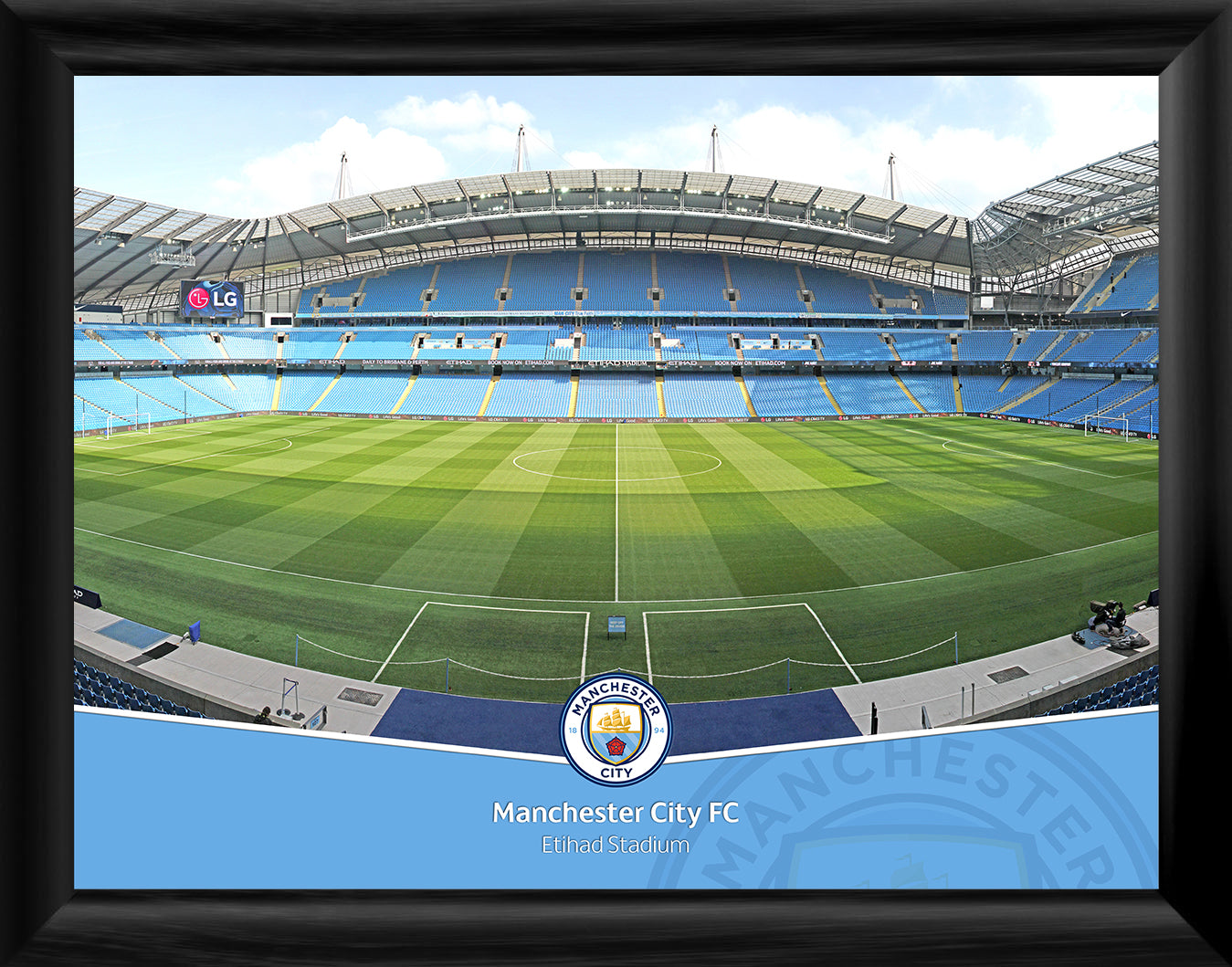 Manchester City Panoramic Stadium Framed Print - 16 x 12 Inch