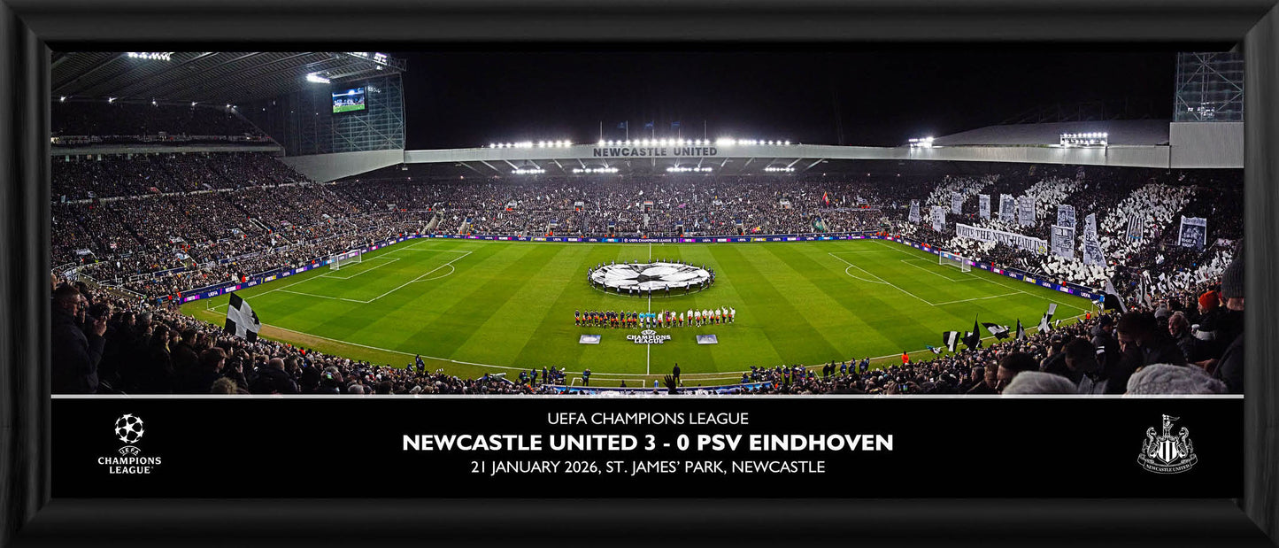 Newcastle United v PSV Eindhoven Panoramic Framed Print - 30