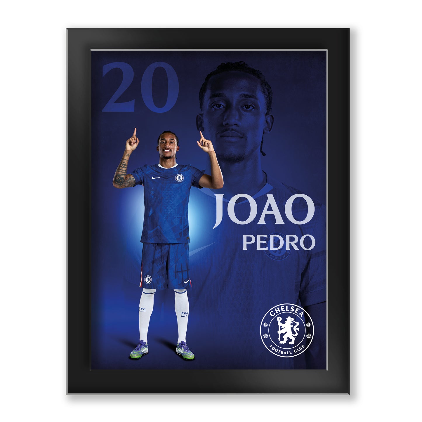 Chelsea Joao Pedro 2025-26 Tempered Glass Framed Print - 6 x 8