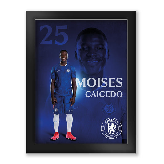 Chelsea Moises Caicedo 2025-26 Tempered Glass Framed Print - 6 x 8