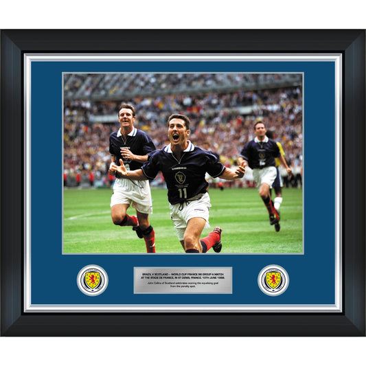 John Collins 1998 Running Celebration v Brazil 20x16 Framed Print