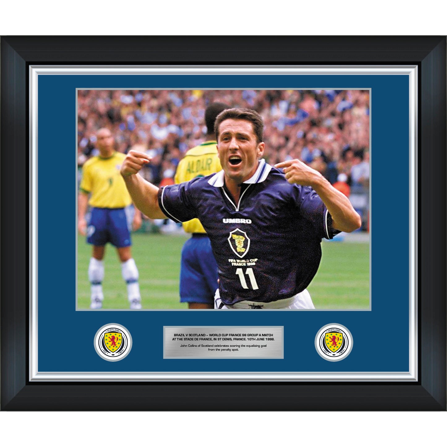 John Collins 98 Pointing Celebration v Brazil 20x16 Framed Print
