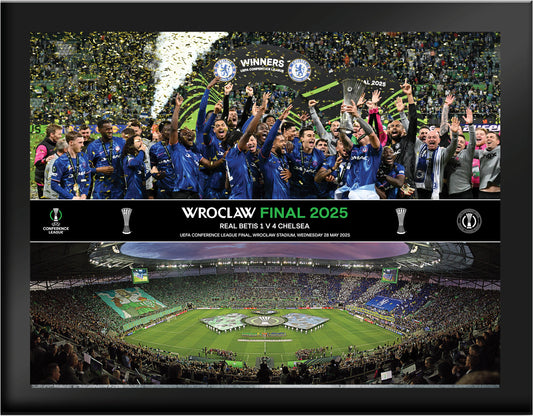 UEFA Europa Conference League 2025 Final Winners Montage Print - Tempered Framed Glass - 8 x 6