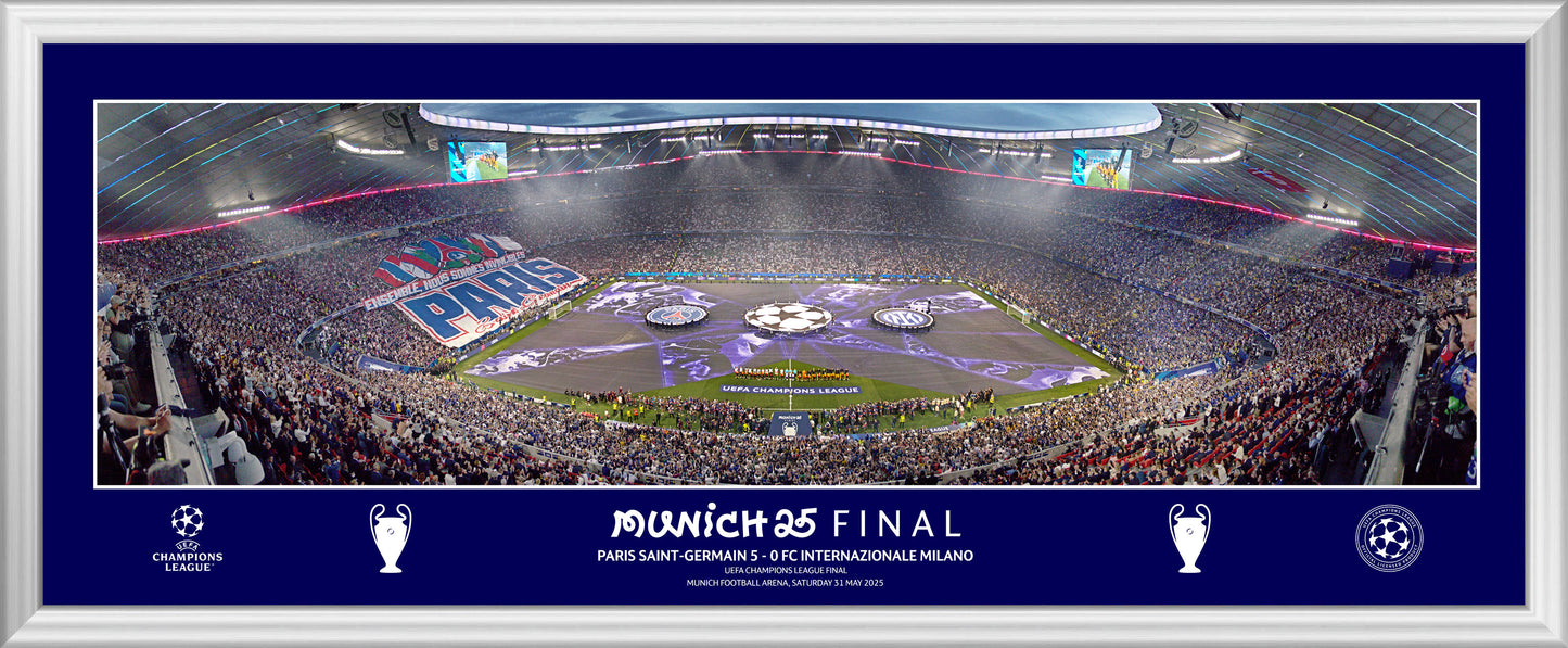 UEFA Champions League 2025 Panoramic Final Line Up Framed Print - 30"