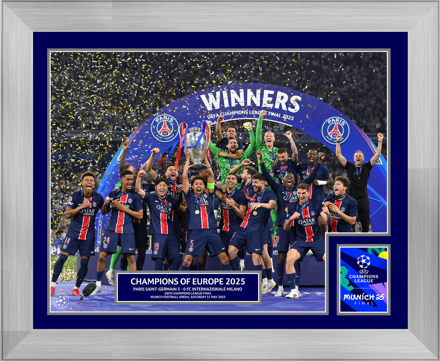 UEFA Champions League 2025 Final Winners Cup Lift Framed Print - 20 x 16