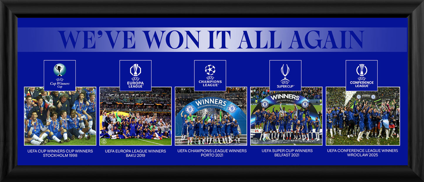 Chelsea UEFA We've Won It All'  Montage 30 Inch Frame