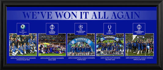 Chelsea UEFA We've Won It All'  Montage 30 Inch Frame