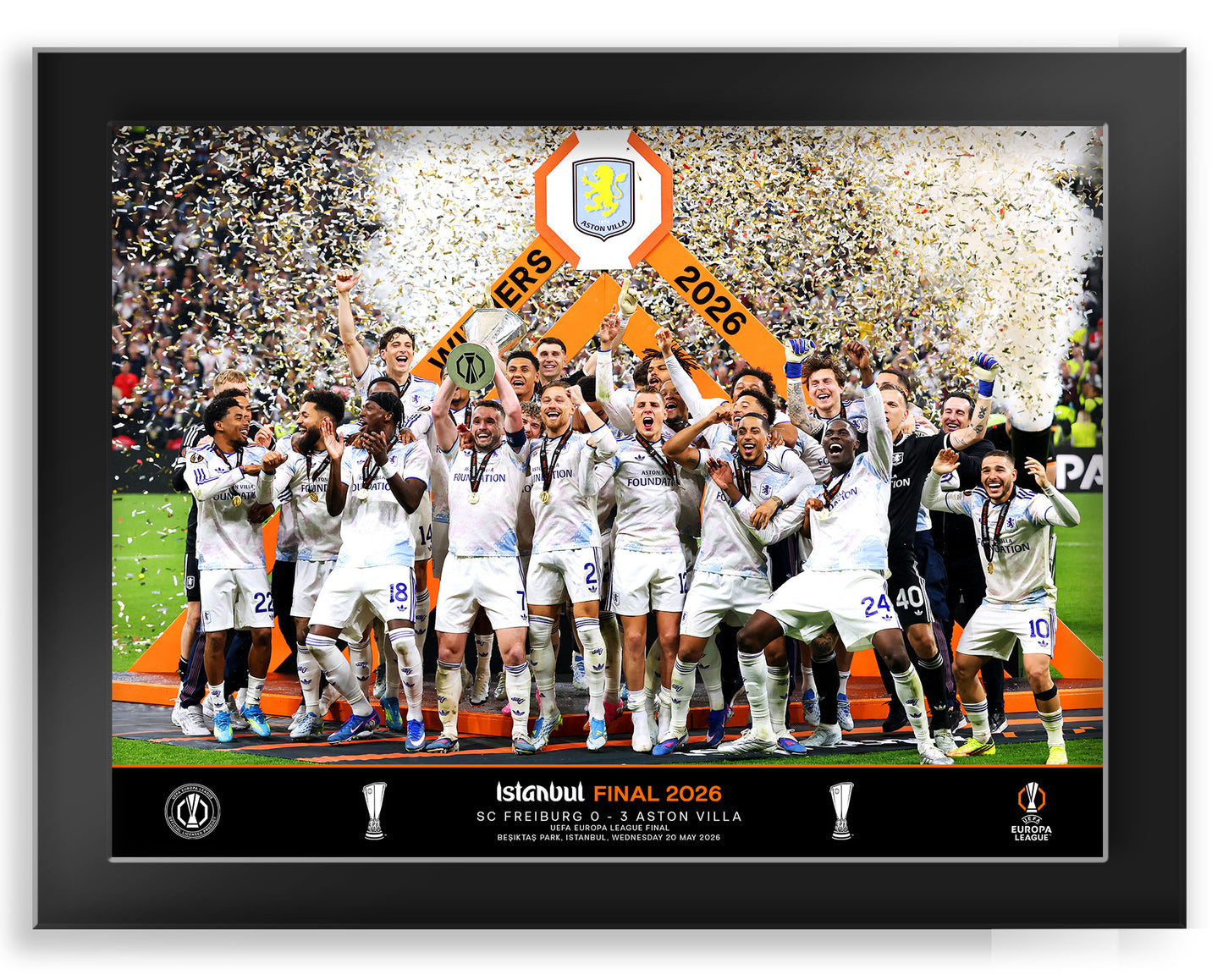 UEFA 2026 Europa League Final - Beşiktaş Park, Istanbul - 8x6 Winners Framed Cup Lift Tempered Glass