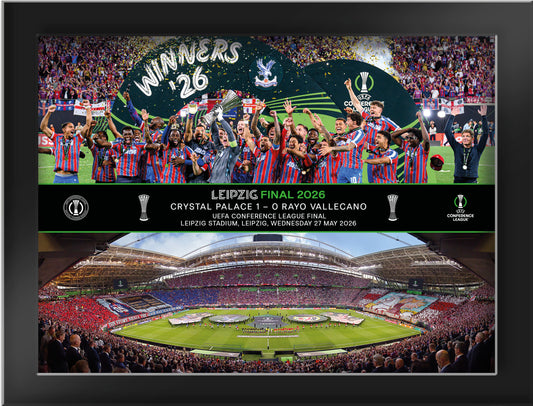 UEFA 2026 Conference League Final - Leipzig, Germany - 8x6 Tempered Glass Celebration Montage