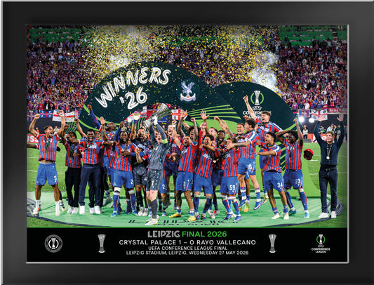 UEFA 2026 Conference League Final - Leipzig, Germany - 8x6 Winners Framed Cup Lift Tempered Glass